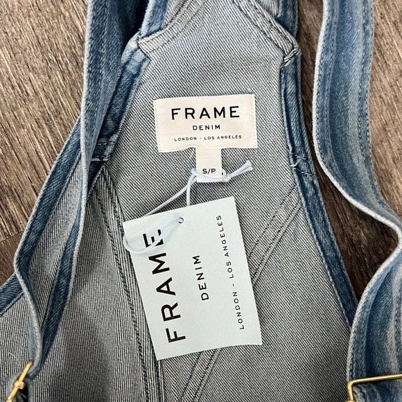 FRAME Le Garcon Crop Boyfriend Overalls Size S - Picture 5 of 6
